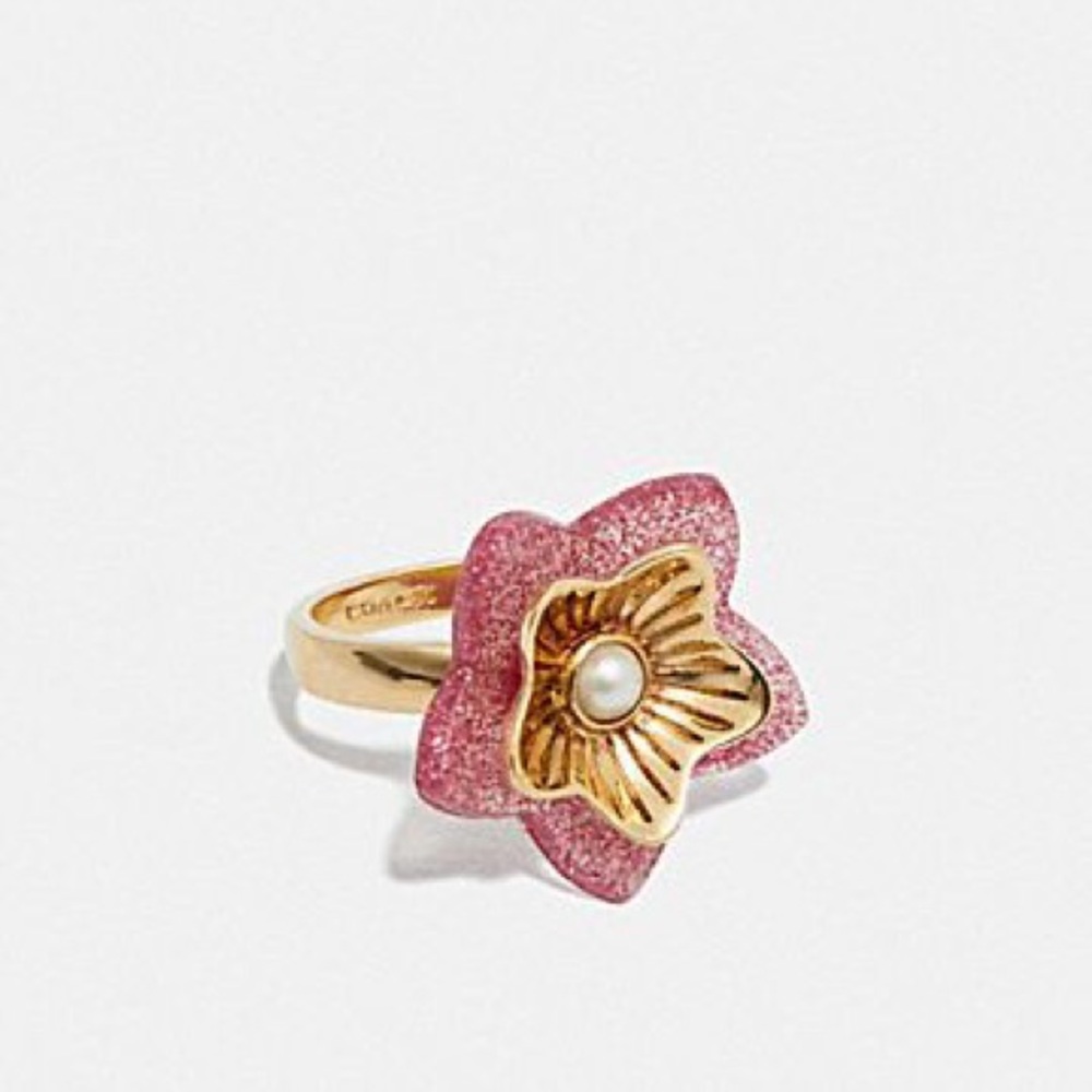 COACH Folk Floral Ring, Adjustable, NWT + BOX